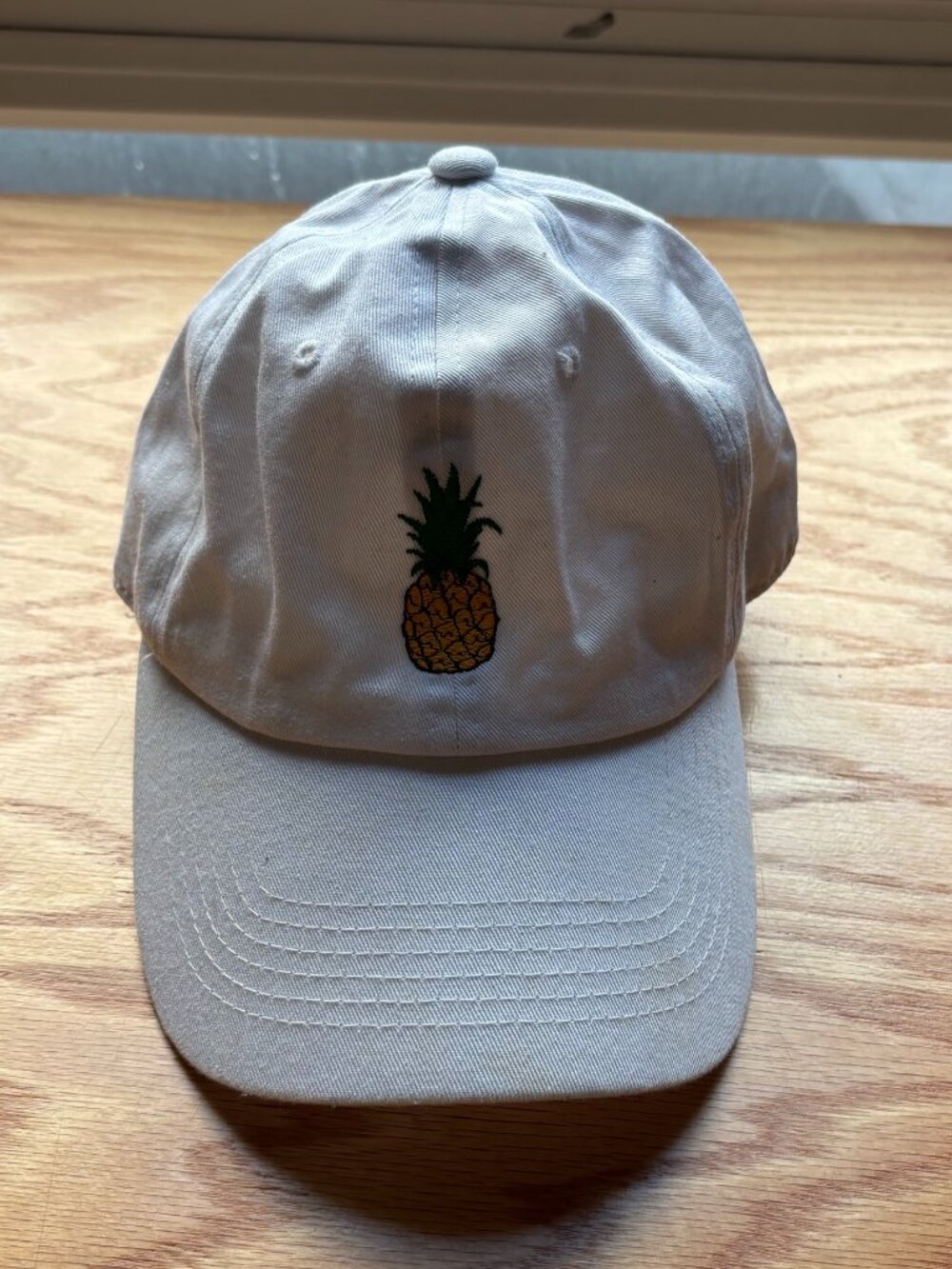 White Pineapple Embroidered Dad Hat